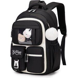 Girls Black and Beige Students Book Bag Kawaii Ita Backpack